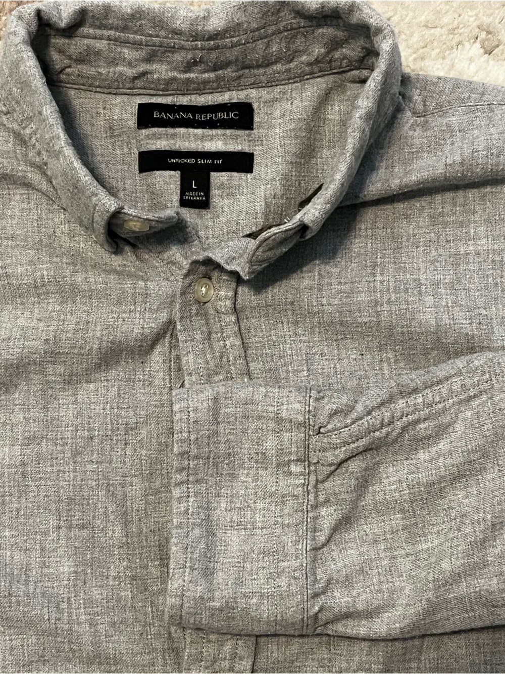 Banana Republic Men’s Large Untucked Slim Fit Gray Button Down Shirt L